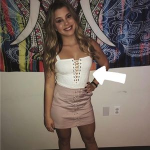 Express White Lace Up Bodysuit